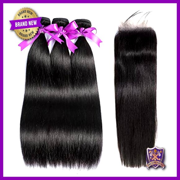 Brazilian Virgin Hair Bundles with Lace Closure Straight 100% Unprocessed main image 5